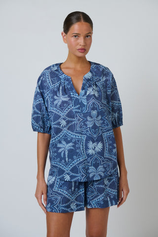 Namastai Gathered Cotton Top – Branching Out [sz:small / Medium]