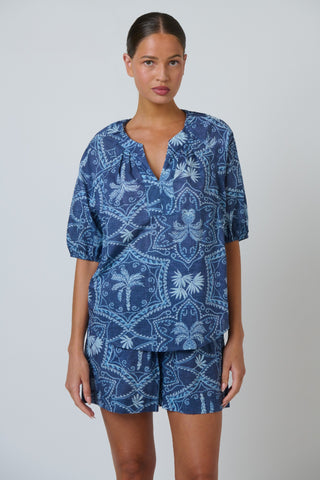 Namastai Gathered Cotton Top – Branching Out [sz:small / Medium]