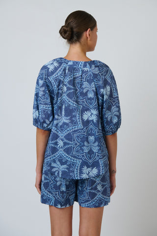 Namastai Gathered Cotton Top – Branching Out [sz:small / Medium]