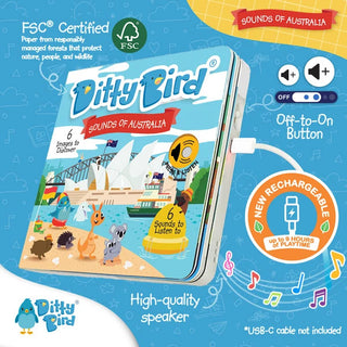 Ditty Bird Sound Book Usb-c - Sounds Of Australia