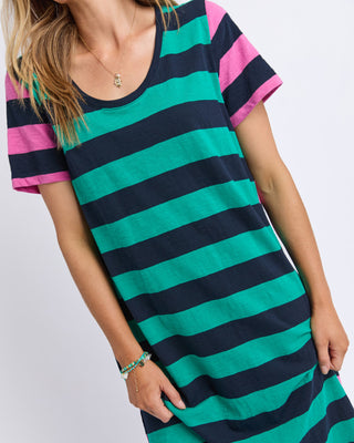 Elm Mercury Stripe Dress - Irish Green & Pink Stripe [sz:size 8]