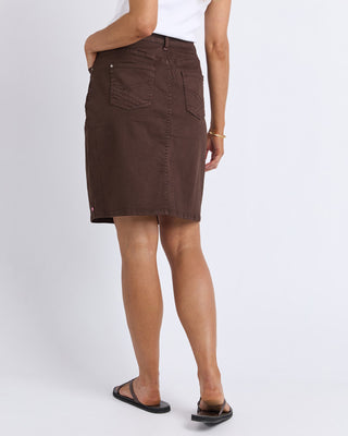 Elm Skirt Denim Belle - Coffee Bean [sz:size 8]