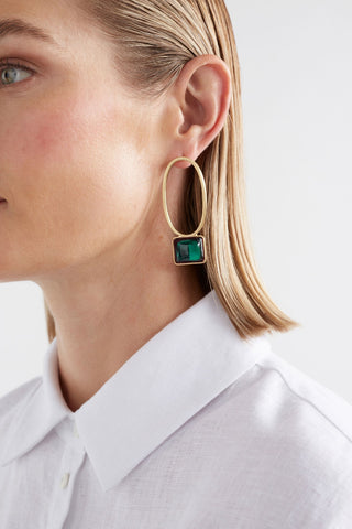 Elk Earrings Stal Drop Emerald