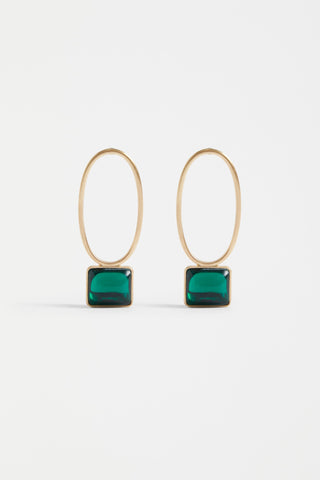 Elk Earrings Stal Drop Emerald