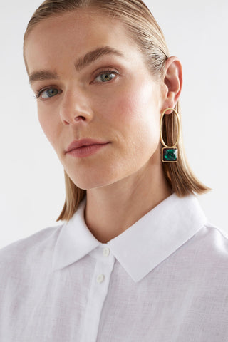 Elk Earrings Stal Drop Emerald