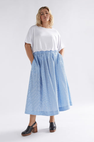 Elk Skirt Bekk Blue White Stripe - Pink Poppies 