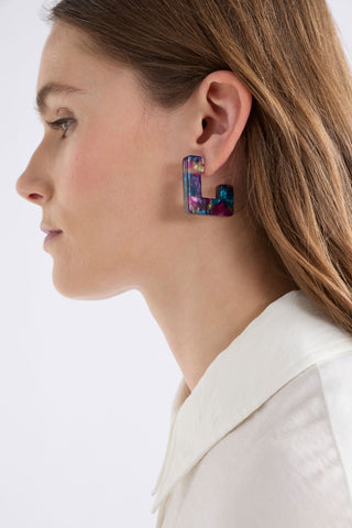 Elk Earrings Spari Hoop - Peacock Multi