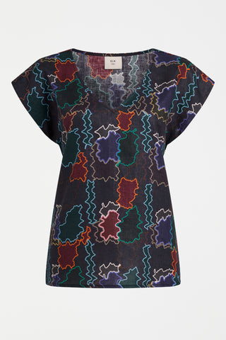 Elk Falme Top - Suma Line Print [sz:size 10]