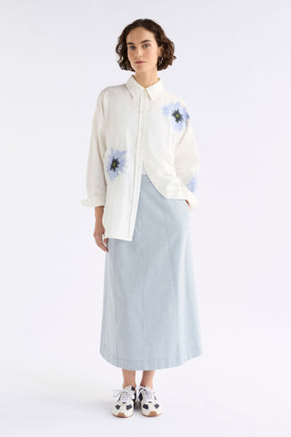 Elk Eiren Relaxed Shirt - White & Lilac Blue | Pink Poppies
