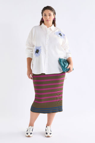 Elk Eiren Relaxed Shirt - White & Lilac Blue | Pink Poppies