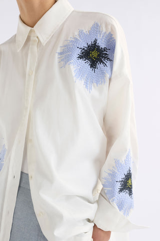 Elk Eiren Relaxed Shirt - White & Lilac Blue | Pink Poppies