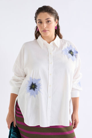 Elk Eiren Relaxed Shirt - White & Lilac Blue | Pink Poppies