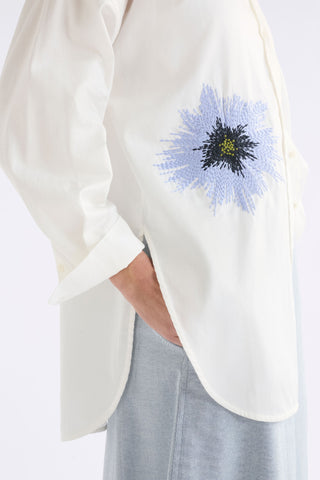 Elk Eiren Relaxed Shirt - White & Lilac Blue | Pink Poppies