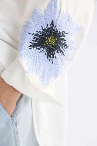 Elk Eiren Relaxed Shirt - White & Lilac Blue | Pink Poppies