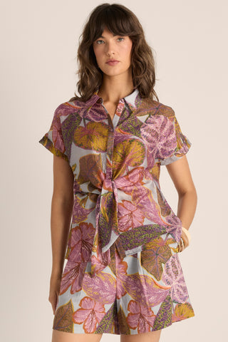 Fate & Becker Daria Tie Shirt - Leaf Print [sz:size 8]