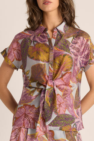 Fate & Becker Daria Tie Shirt - Leaf Print [sz:size 8]