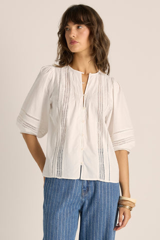 Fate & Becker Freya Lace Trim Blouse - White [sz:size 10]