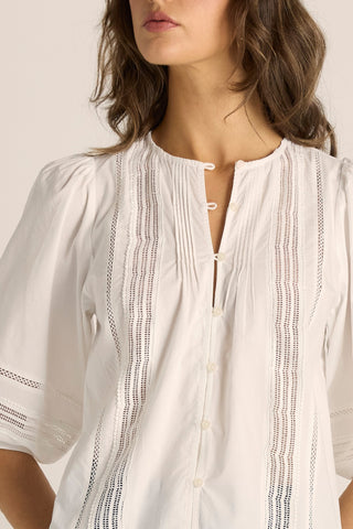 Fate & Becker Freya Lace Trim Blouse - White [sz:size 10]