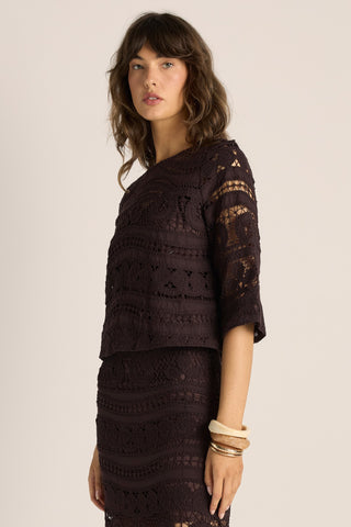 Fate & Becker Top Gaia Lace- Chocolate [sz:size 8]