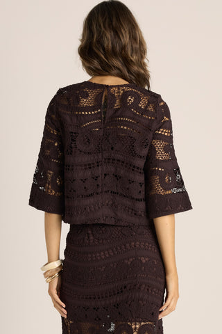 Fate & Becker Top Gaia Lace- Chocolate [sz:size 8]