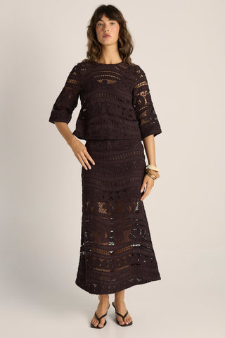 Fate & Becker Top Gaia Lace- Chocolate [sz:size 8]