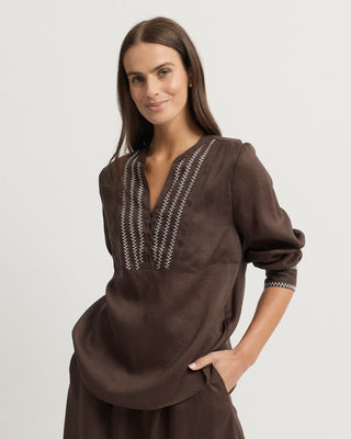 Yarra Trail Grace Blouse - Coco [sz:size 8]
