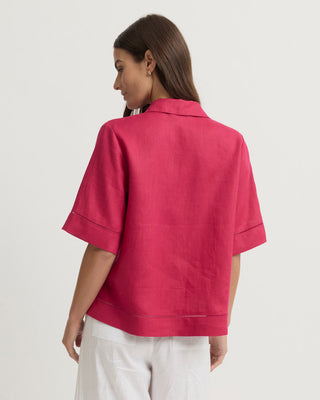 Yarra Trail Tirari Lace Shirt - Raspberry [sz:size 12]
