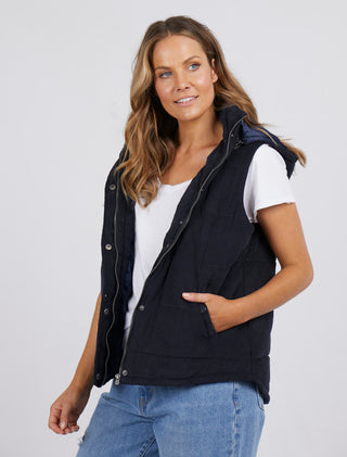 Elm Vest Puffer Cord Navy [sz:small]