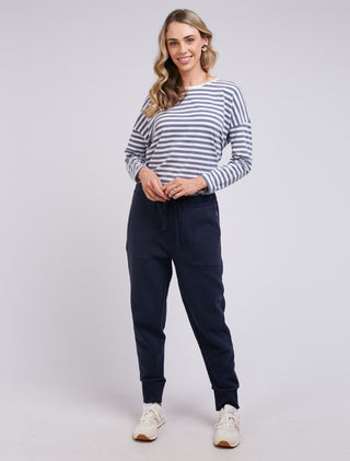 Elm Trackpant Cosy Navy - Pink Poppies 