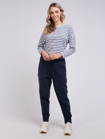 Elm Trackpant Cosy Navy - Pink Poppies 