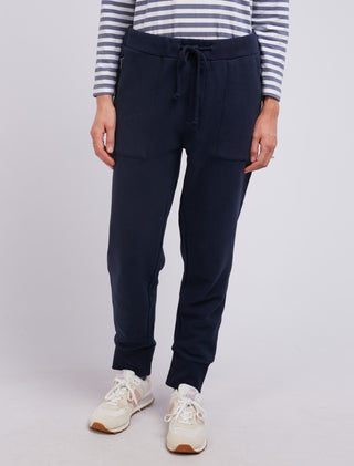 Elm Trackpant Cosy Navy - Pink Poppies 