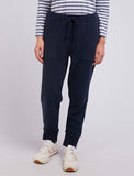 Elm Trackpant Cosy Navy - Pink Poppies 