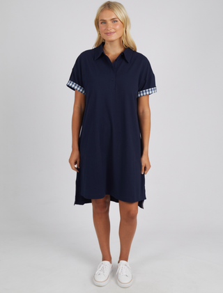 Elm Dress Grace Polo Navy - Pink Poppies 