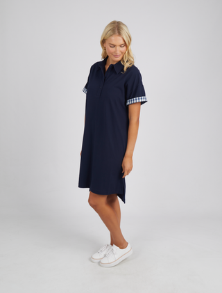 Elm Dress Grace Polo Navy - Pink Poppies 