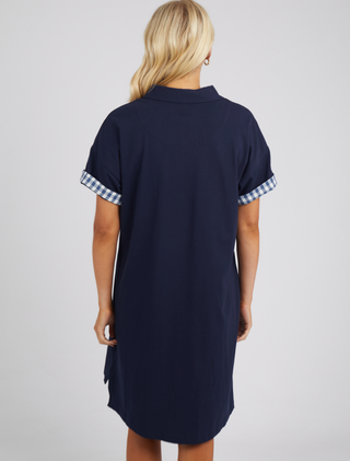 Elm Dress Grace Polo Navy - Pink Poppies 