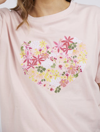 Elm Tee Laura Heart Coral Blush - Pink Poppies 