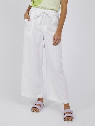 Elm Pant Dylan Wide Leg - White - Pink Poppies 