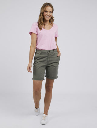 Elm Shorts Wren Bermuda - Khaki - Pink Poppies 