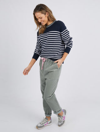 Elm Knit Portia Stripe Navy/white - Pink Poppies 