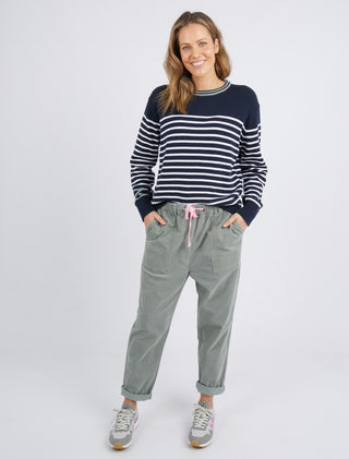 Elm Knit Portia Stripe Navy/white - Pink Poppies 