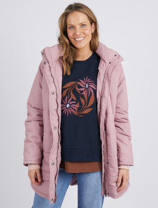 Elm Puffer Jacket Maddie Dusty Pink - Pink Poppies 