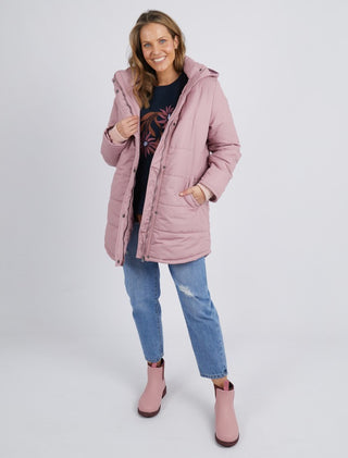 Elm Puffer Jacket Maddie Dusty Pink - Pink Poppies 