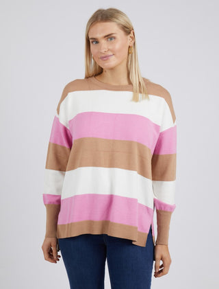 Elm Knit Hallie Stripe Butterscotch/ Pink - Pink Poppies 