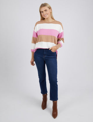 Elm Knit Hallie Stripe Butterscotch/ Pink - Pink Poppies 