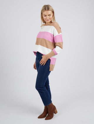 Elm Knit Hallie Stripe Butterscotch/ Pink - Pink Poppies 