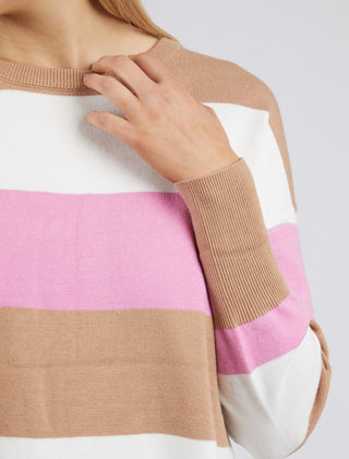 Elm Knit Hallie Stripe Butterscotch/ Pink - Pink Poppies 