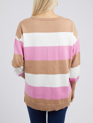 Elm Knit Hallie Stripe Butterscotch/ Pink - Pink Poppies 