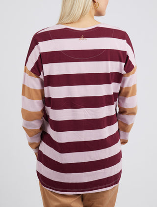 Elm Tee Jetta L/s Stripe Heather - Pink Poppies 