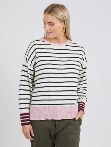 Elm Knit Abstract Stripe - Pink Poppies 