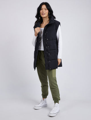 Elm Vest Puffer Longline Black [sz:small]